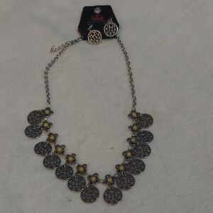 6/$10 Chico's Silver Necklace with Yellow Accents